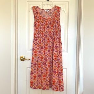 Croft & Barrow Patterned Midi Dress - Orange Purple White